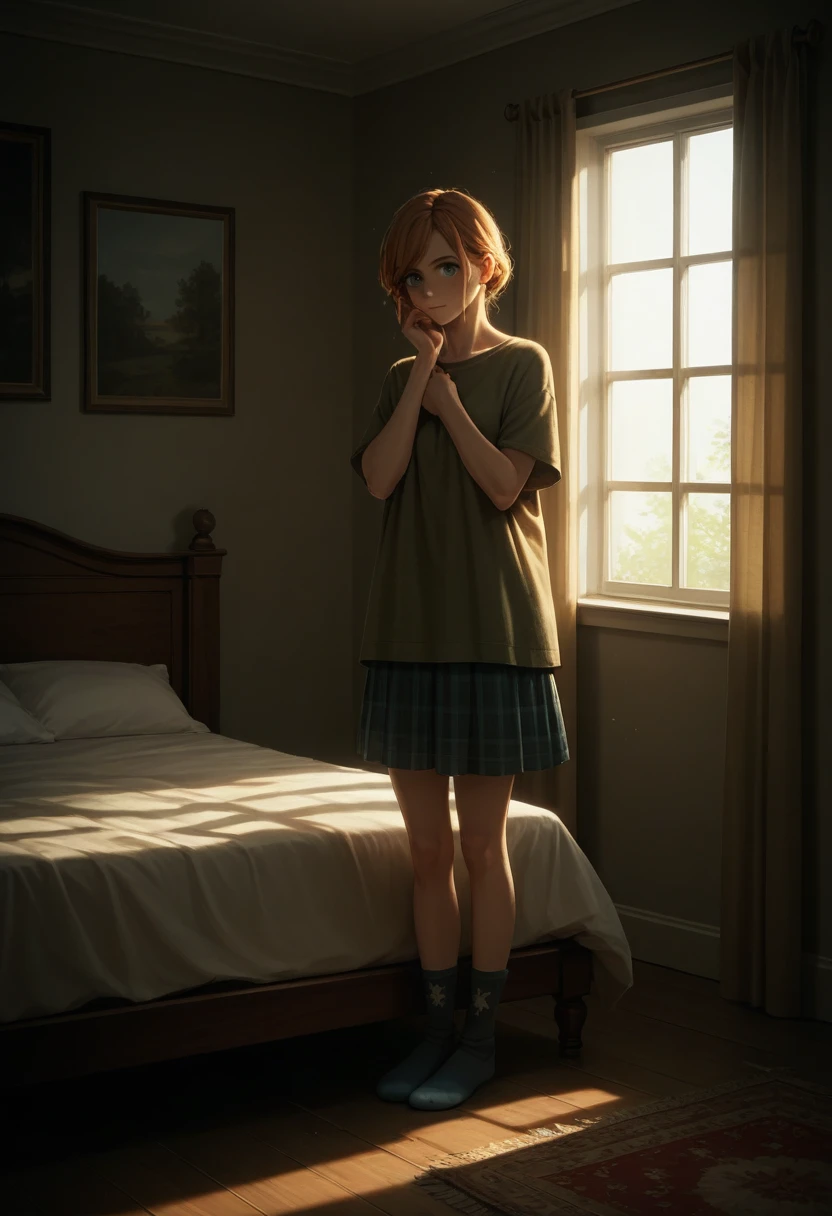score_9, score_8_up, score_7_up, score_6_up, source_anime, masterpiece, newest,
1girl, cute, solo, full body, bedroom, socks, soft lighting, warm lighting, arm under chin