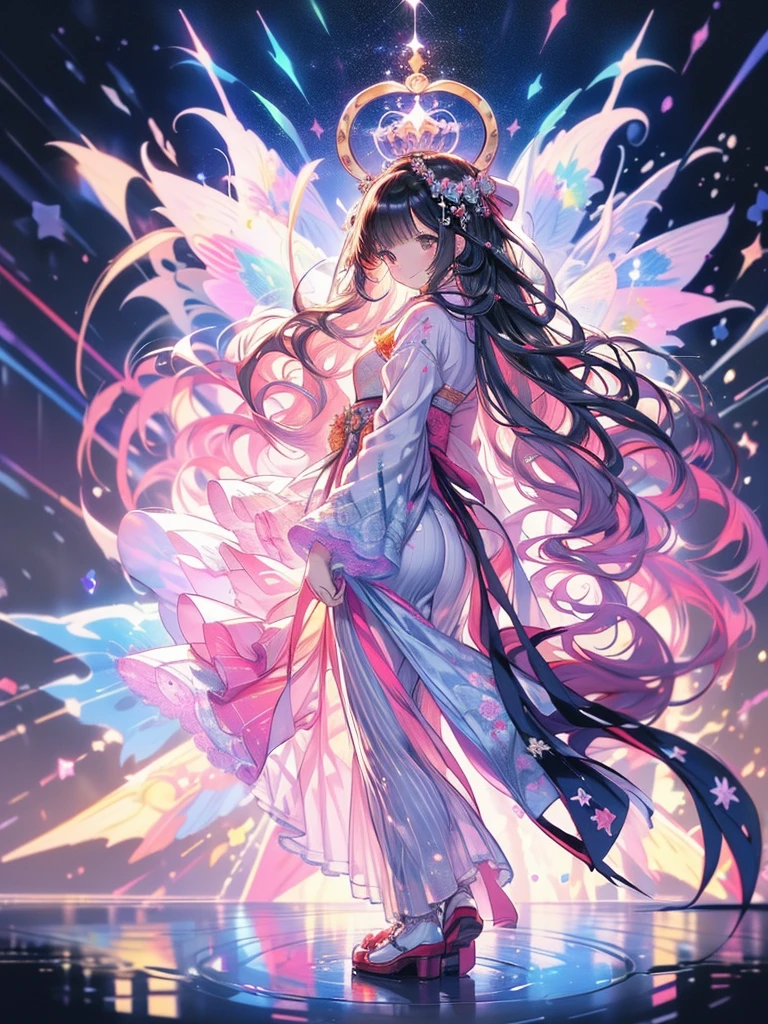 Masterpiece, Orihime (Hanfu,extreme beauty, cute),Hikoboshi(Hanfu,handsome, cool), Tanabata, background Milky Way, star-filled sky. shining stars, twinkling stars, summer triangle (Orihime star, Hikoboshi, star Choboshi) Bright stars, beautiful stars, starry sky, spectacular scenery} Orihime andHikoboshi face eachother and are happyto be reunited.