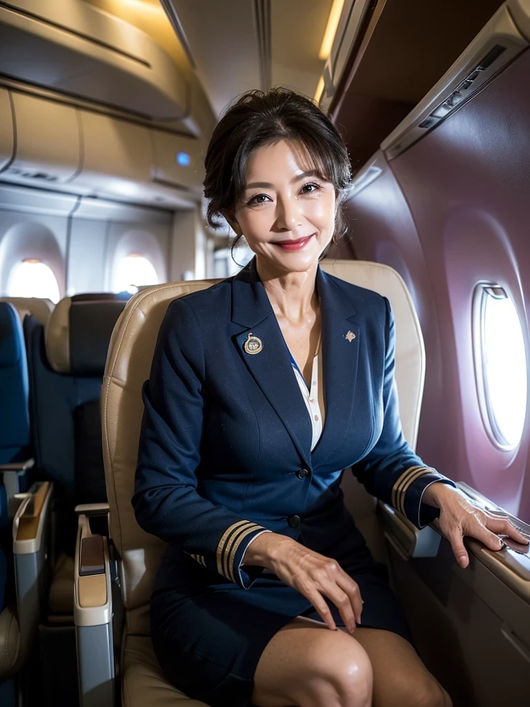 (masterpiece:1.4), beautiful mature woman, (60 years old : 1.3), gentle smile