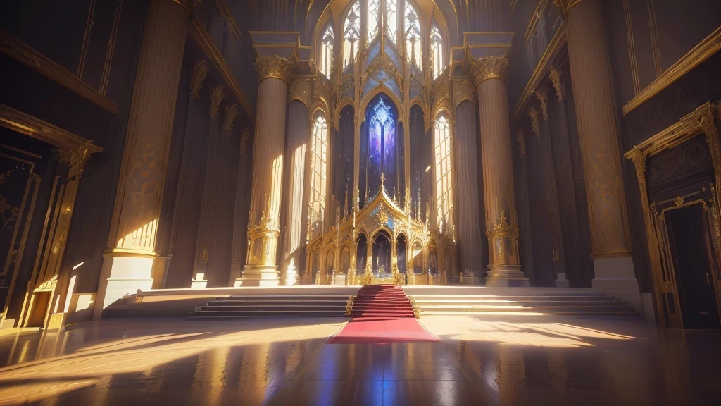 There is a big room,Rolling out the red carpet,There is a big window, decadent The Golden Throne Room, library of ruina Concept Art, Gothic Epic Library Concept, exquisitely designed The Golden Throne Room, The Golden Throne Room, cyberpunk cathedral, Gorgeous border + Concept Art, 8 k high detail Concept Art, award winning Concept Artist, Infinite Celestial Library, Concept Arts, Futuristic Palace, Entering the Etheric Realm