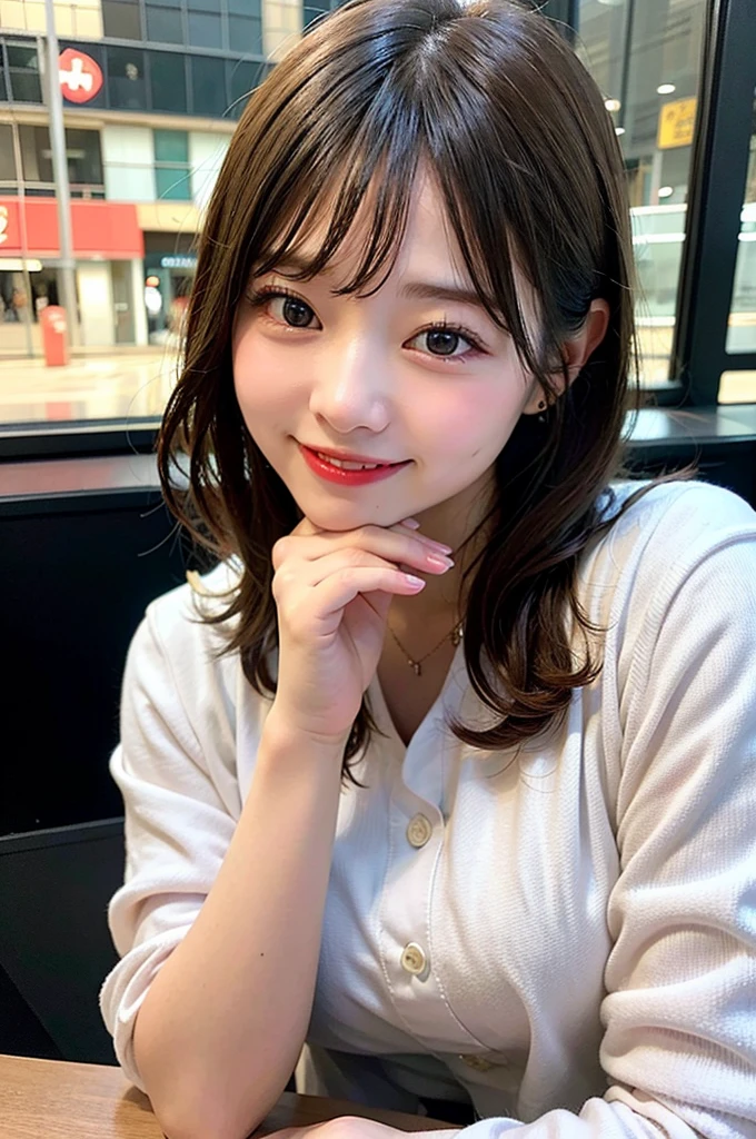 (8K, Raw photo:1.2), Detailed face and eyes, Best Quality, 超A high resolution, highly detailed, masterpiece, Cute Girl, huge laughing, View your audience, Soft cinematic light, Hyper-detailing, Sharp Focus, High quality,