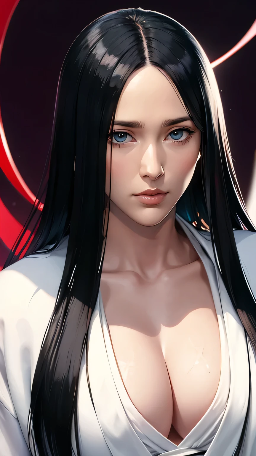 （（（Perfect figure，figure，black Japanese clothing,White feather woven, （（（bleach，Scars on the chest, red eyes,Unohana））），S-shaped figure:1.7））），((masterpiece)),high resolution, ((Best quality at best))，masterpiece，quality，Best quality，（（（ Exquisite facial features，looking at the audience,There is light in the eyes，Happy，nterlacing of light and shadow，huge ））），（（（looking into camera，fighting stance，black background，Blood）））