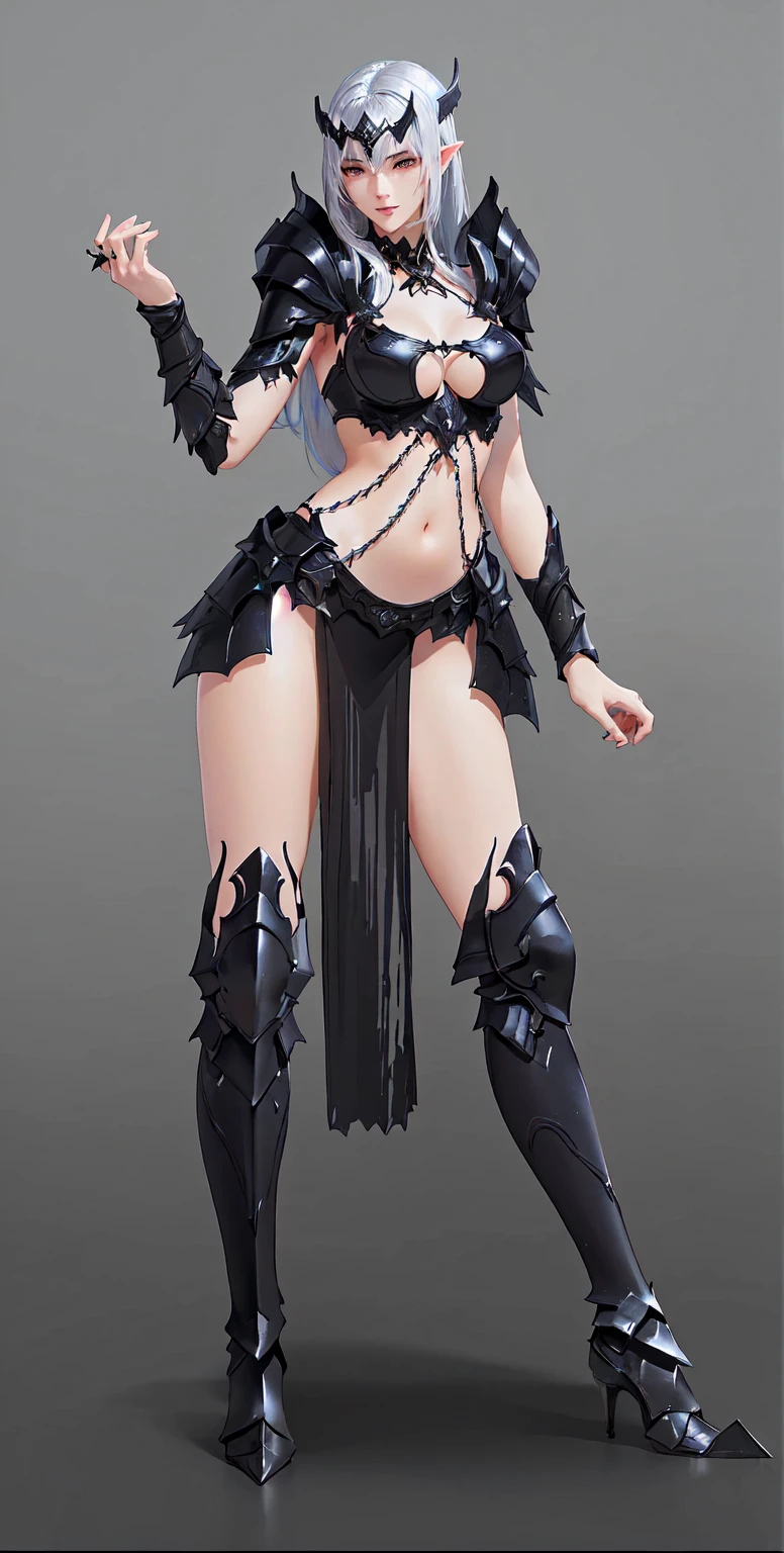 A man in costume、Close-up of woman holding sword, Fantasy Costume, Light black armor, Fantasy Characters, Dark Elf Princess, Dark Witch Panorama, Dark witch full body pose, Bikini armor female knight, Dark Demon Dancer, Dark Witch Character, 3D Rendering Character Art 8k, Samurai costume, Succubus in tight skirt, Armor Girl