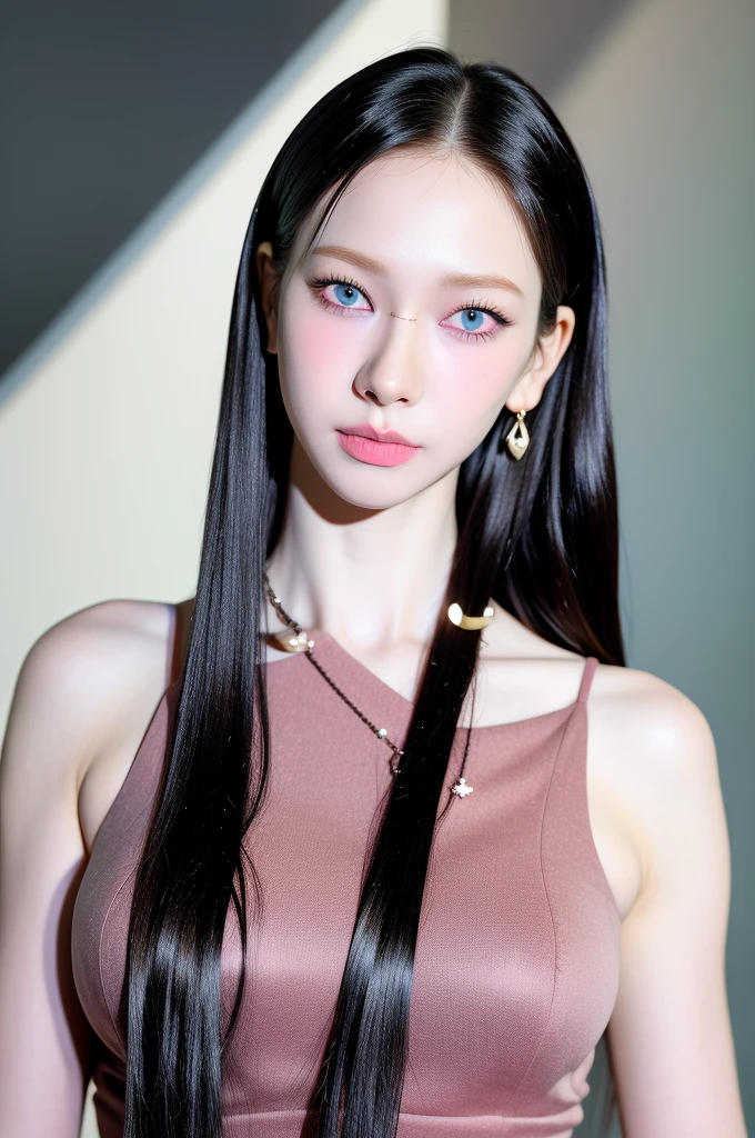 (best quality, highres:1.2), (realistic, photorealistic:1.37),
(looking at viewer,1.8)
1girl, solo, black hair, blue eyes, blurry, bokeh, closed mouth, eyelashes, jewelry, lips, long hair, necklace,
