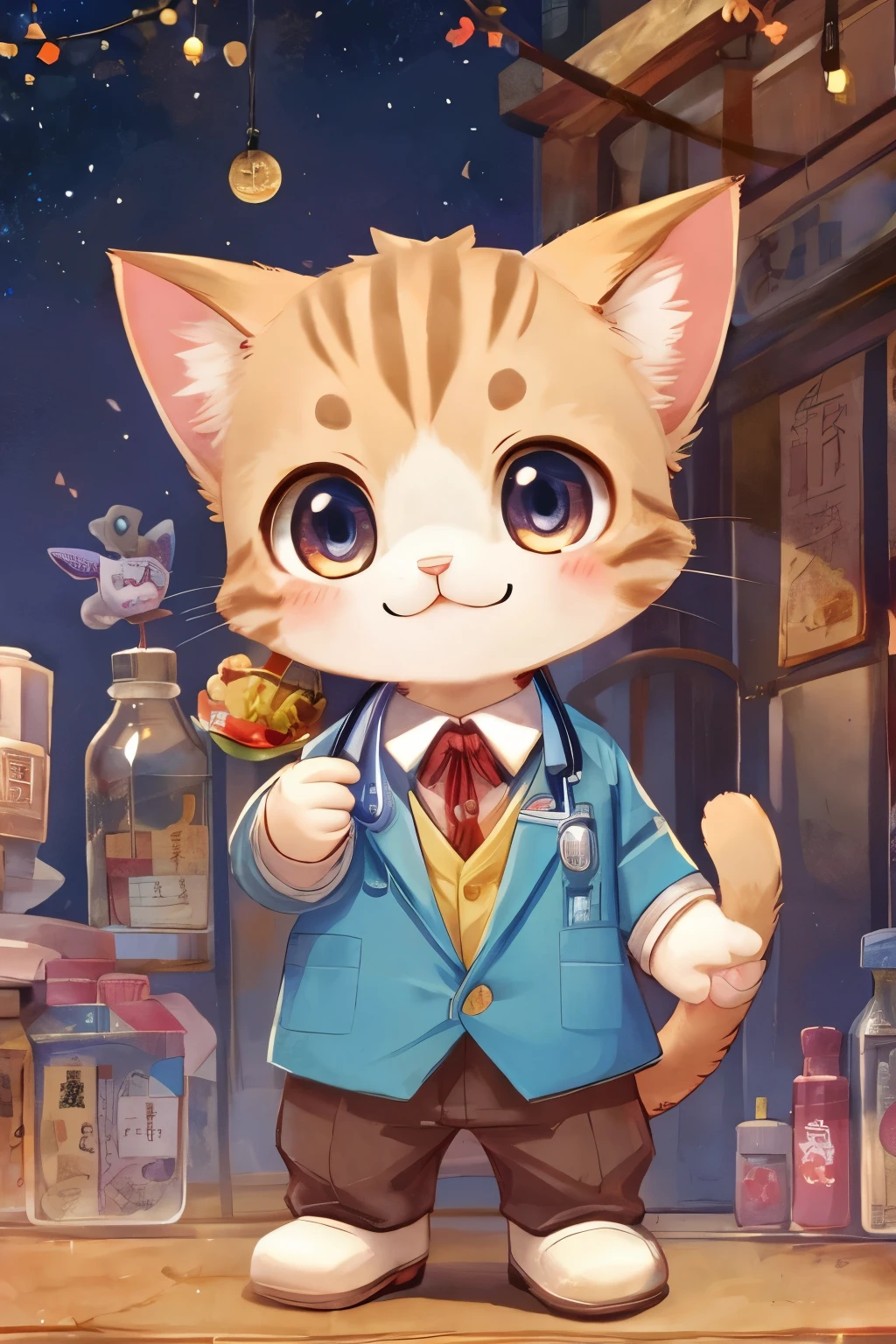 Cat、Personification、Cuteness、Charming、doctor、An illustration