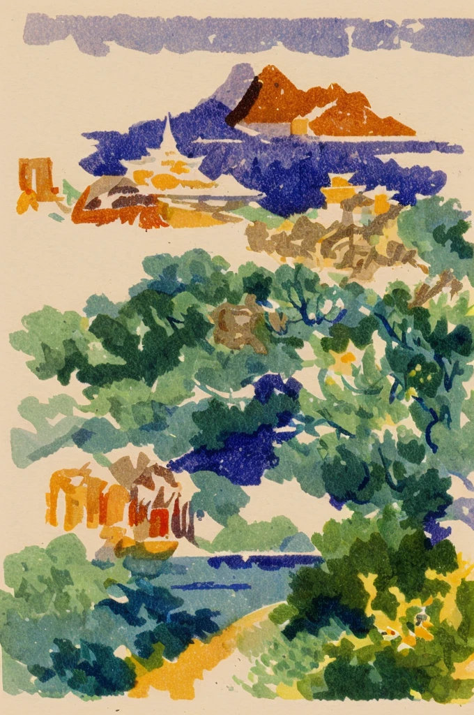 watercolor, Wat Phra Sri Rattana Satsadaram, Thailand