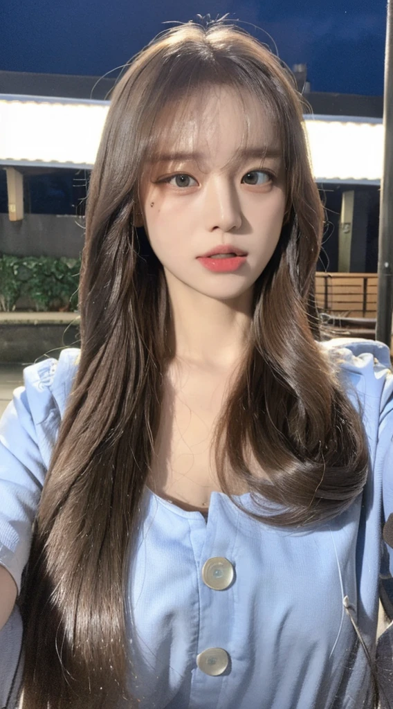 ((Best Quality, 8K, Masterpiece:1.3)), Focus:1.2, Perfect Body Beauty:1.4 , ((Air Bangs:1.2)), (Night, Street:1.3), Highly Detailed Face and Skin Texture, Fine Eyes, Double Eyelids, Whitened Skin, (Long Hair: 1.3), (Round Face: 1.5), (JK: 1.6)