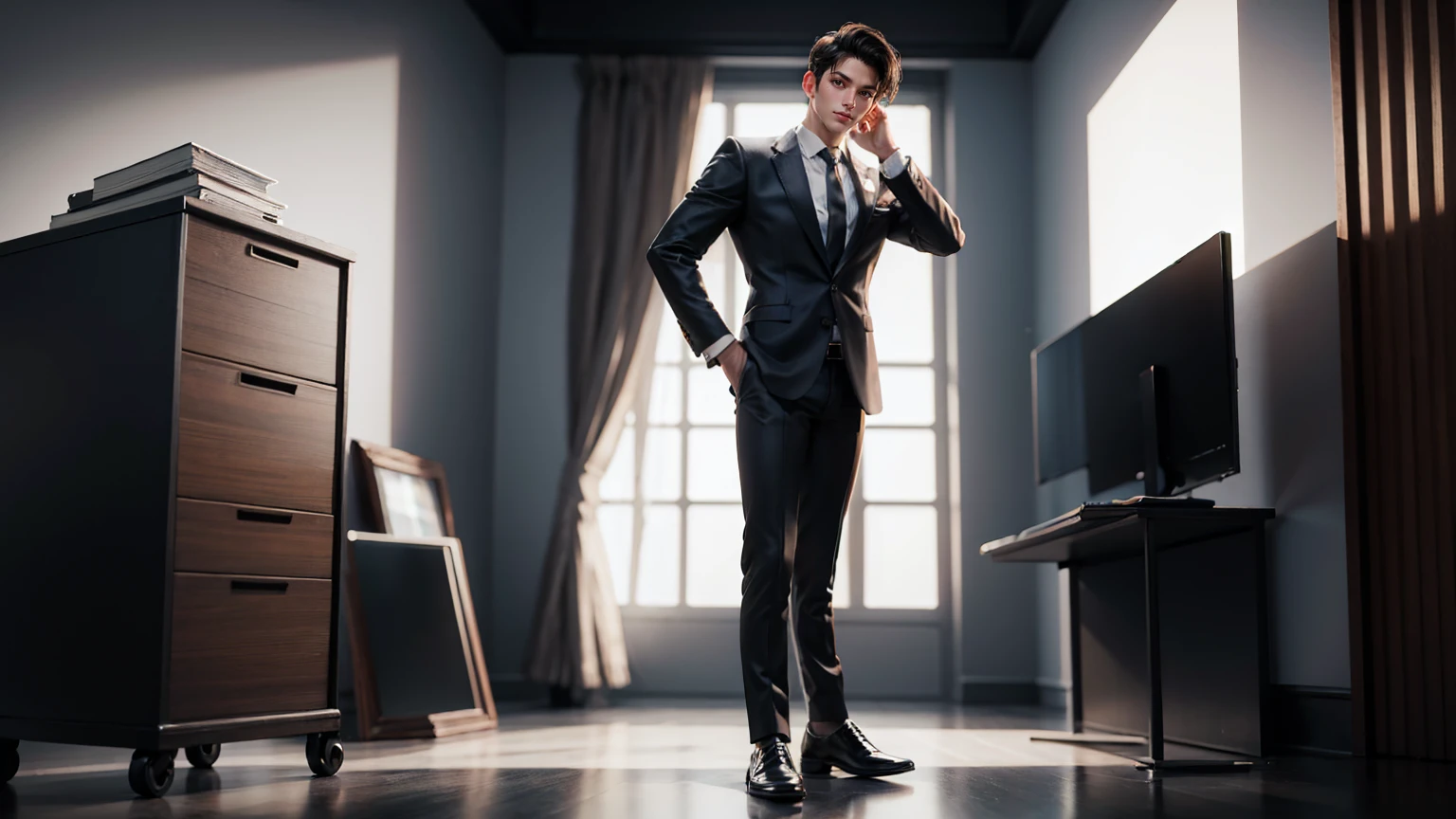 full body standing pose a young man, handsome, businessman, entrepreneur man, white background,