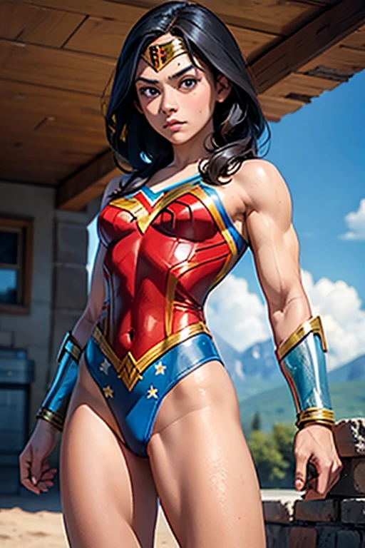 Girl, 12, Very Muscular, Navajo, Wonder Woman Outfit, Leotard