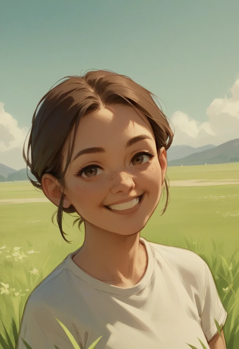 HD Line Sketch,Thick line strokes,Clear lines,High quality HD pictures,A young mother and a 3--old l playing hide-and-seek on the grass,Smiling,Recent photos,Half-length photo,Background Brown