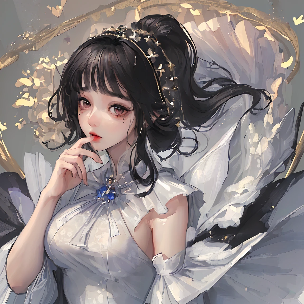 (masterpiece:1.3),(Highest quality:1.4),(Very detailedな:1.5),High resolution,Very detailed,8K,Black Hair、One adult woman、Wearing a tight dress、Has a magical charm、There is a tear mole、so beautiful、