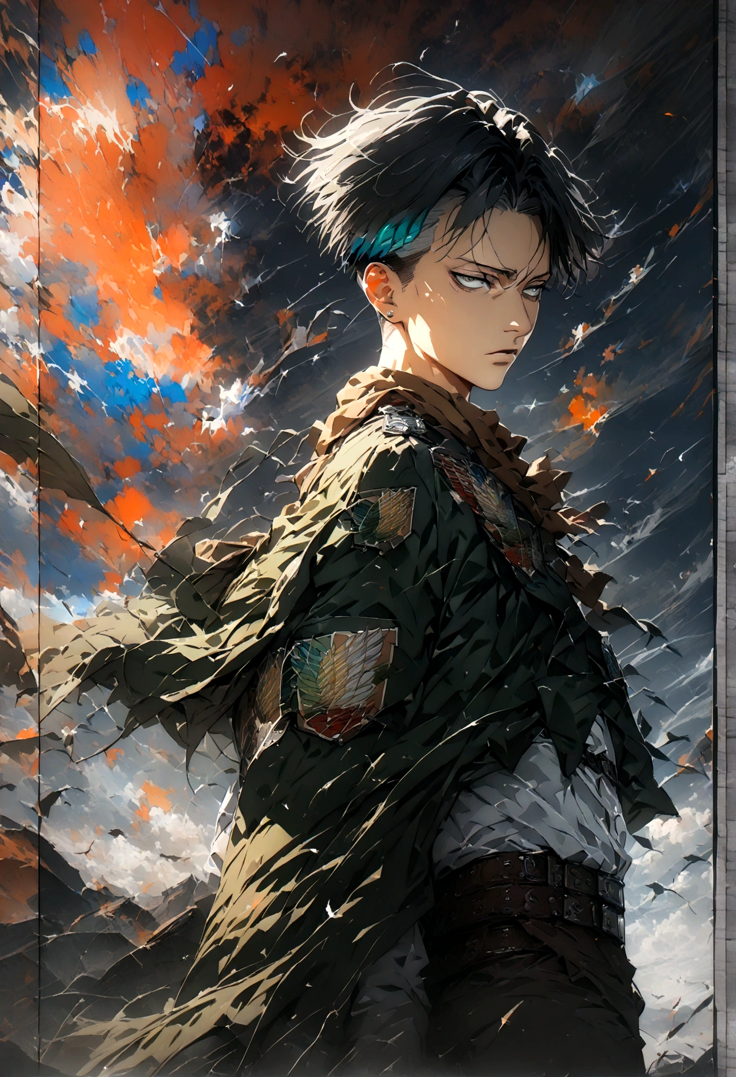 1 male,Ellen Yeager,Attack on an,,Intricate details,Wide range of colors,artwork,rendering,(masterpiece:1.3),(Highest quality:1.4),(Very detailedな:1.5),High resolution,Very detailed,unity 8k wallpaper,Decadent,Achieve smooth design