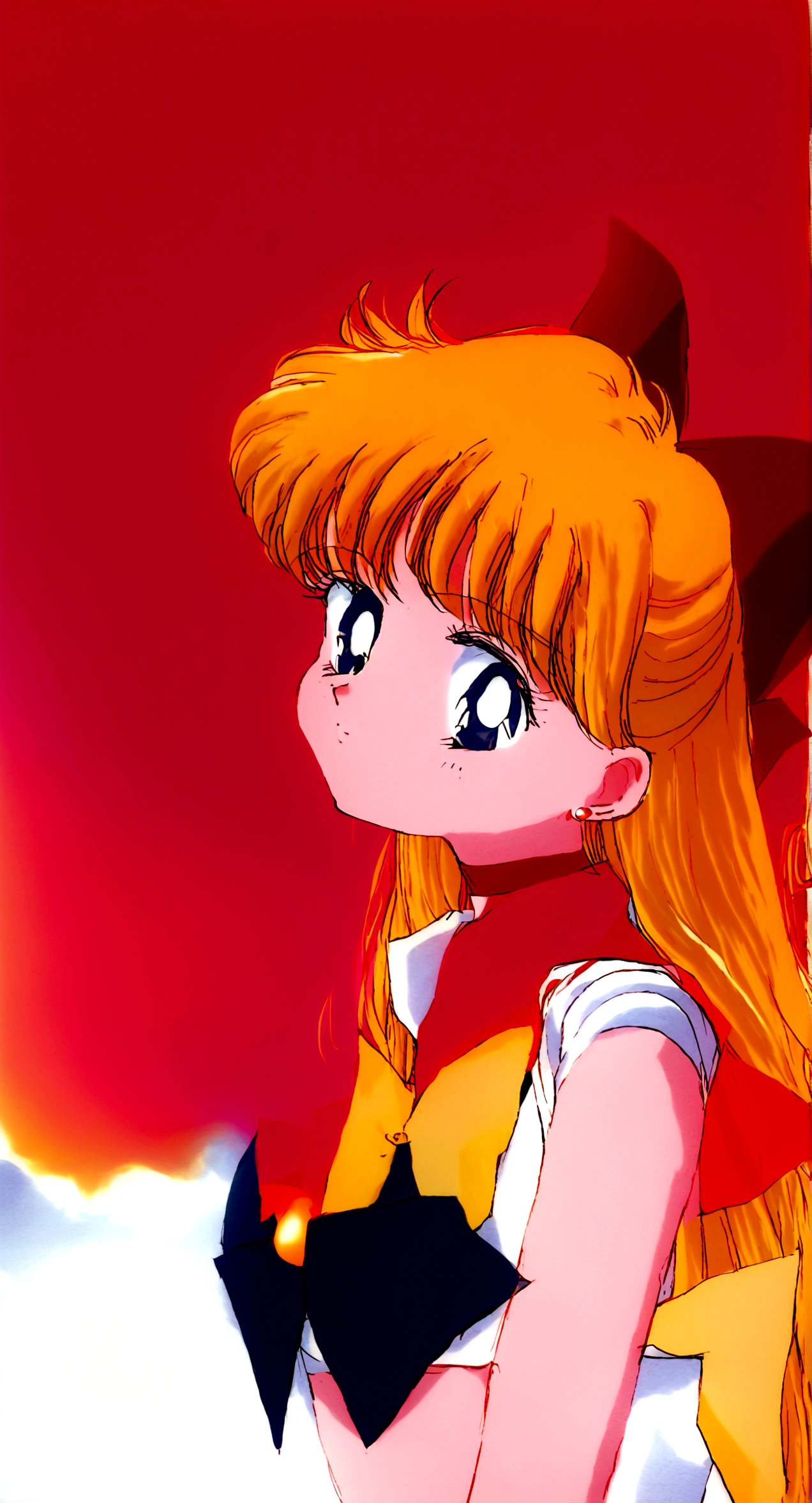 Half chest, Minako Aino, loose hair, with a tall dark boy, Park Background