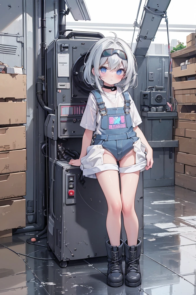 (Highest quality, 4K, masterpiece :1.3), One girl, (vaporpunk), scenery, vaporpunk room engine, Engine Repair, gear, gear, vapor, boots, Overalls, goggles, Dirty Face, Are standing, mechanical, Oil on the floor, Dirty floor((Toddler girl)) (())((naked)) ((nsfw))