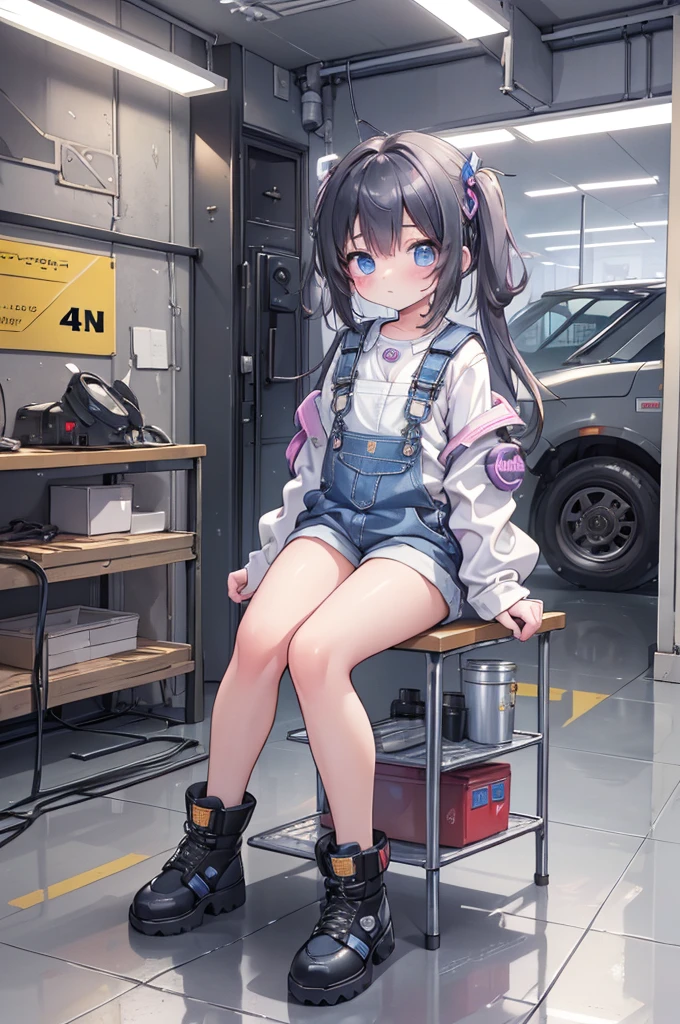 (Highest quality, 4K, masterpiece :1.3), One girl, (vaporpunk), scenery, vaporpunk room engine, Engine Repair, gear, gear, vapor, boots, Overalls, goggles, Dirty Face, Are standing, mechanical, Oil on the floor, Dirty floor((Toddler girl)) ((5 years old))((naked)) ((nsfw))