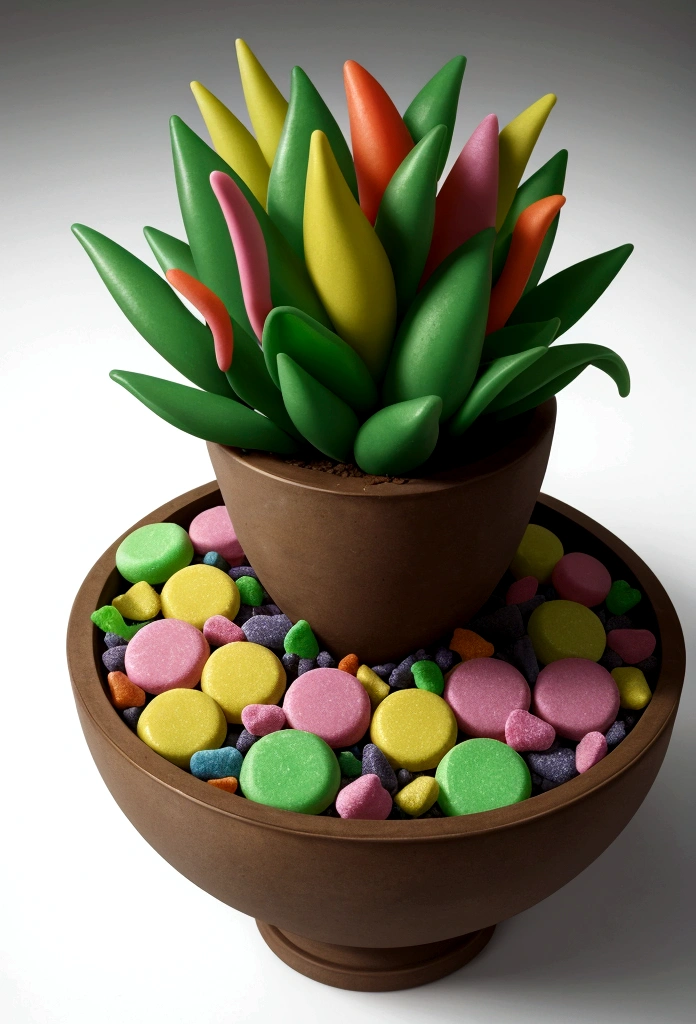 Candies that look like plants，colorful，Realistic images, High Detail, high resolution, 8K, Full HD, high quality