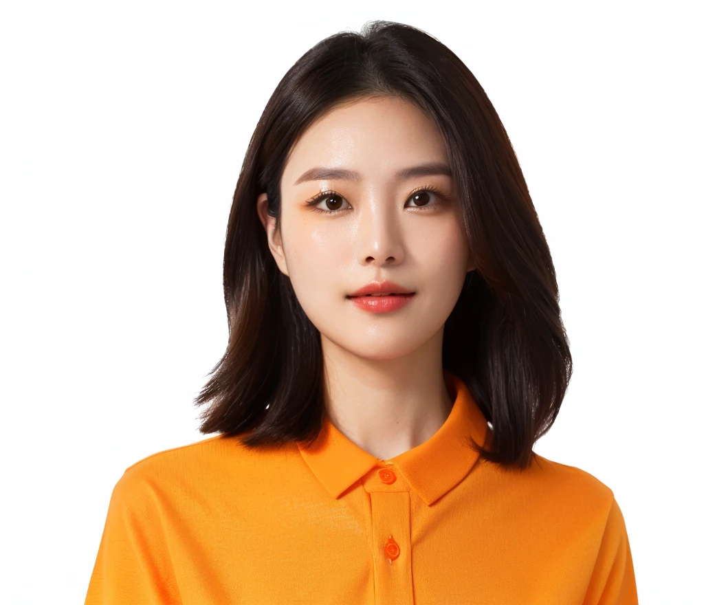 A woman wearing a bright orange shirt poses for a photo, Han Suxi