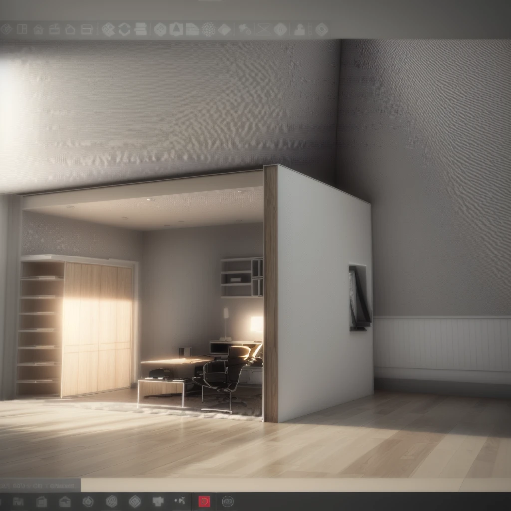 a close up of a computer screen with a room in the background, sketch - up, 3 d perspective, 3 d point perspective, 3/4 view realistic, rendered in enscape, complete house, render 3 d, 3 d concept, 3d concept, enscape render, interior of a small room, 3 d rendering, 3d rendering