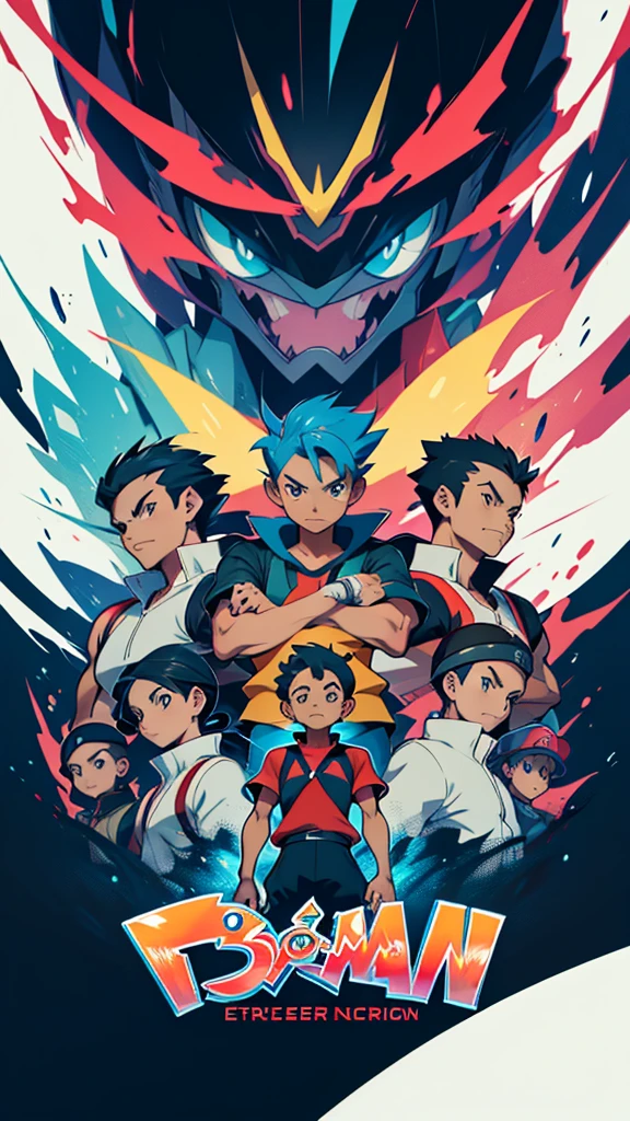 a group of pokemon characters standing in front of a dark background with the words pokemon, pokemon art style, illustration pokemon, pokemon anime style, pokemon style, ken sugimori art, for pokemon red and blue, promotional art, anime epic artwork, style of pokemon, anime picture, pokemon trainer, pokemon, epic video game art, epic artwork, trending anime artwork, 2 d digital video game art, Ken Sugimori, by Ken Sugimori, video game fanart, pokémon