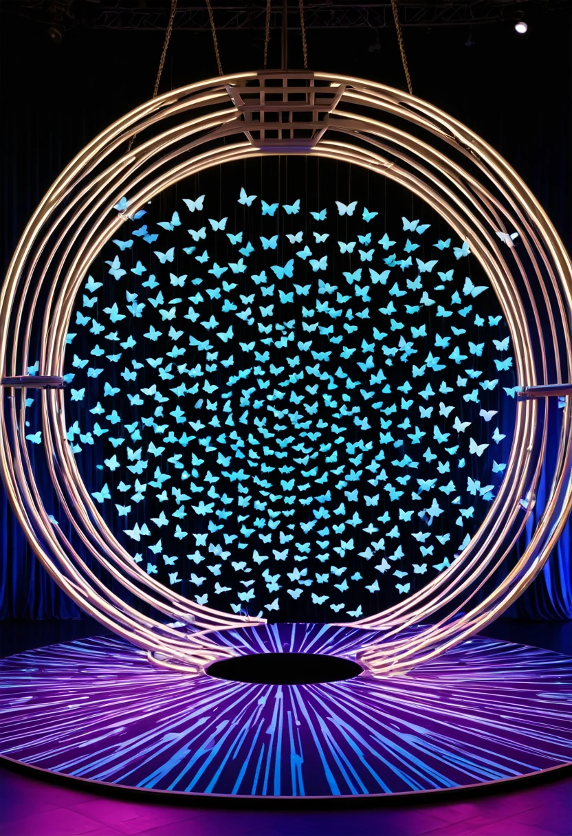 giant swing with a large circular backdrop inspired by butterflies