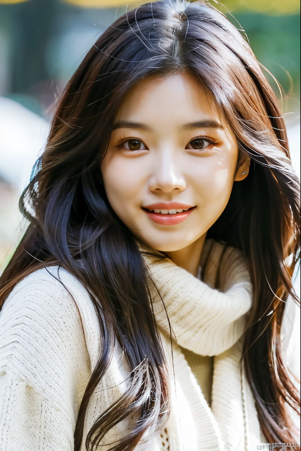 a close up of a woman with long hair wearing a white sweater, bae suzy, jaeyeon nam, lee ji - eun, lee ji-eun, hwang se - on, heonhwa choe, park ji-min, jinyoung shin, cute korean actress, wan adorable korean face, tzuyu from twice, korean girl, portrait of female korean idol