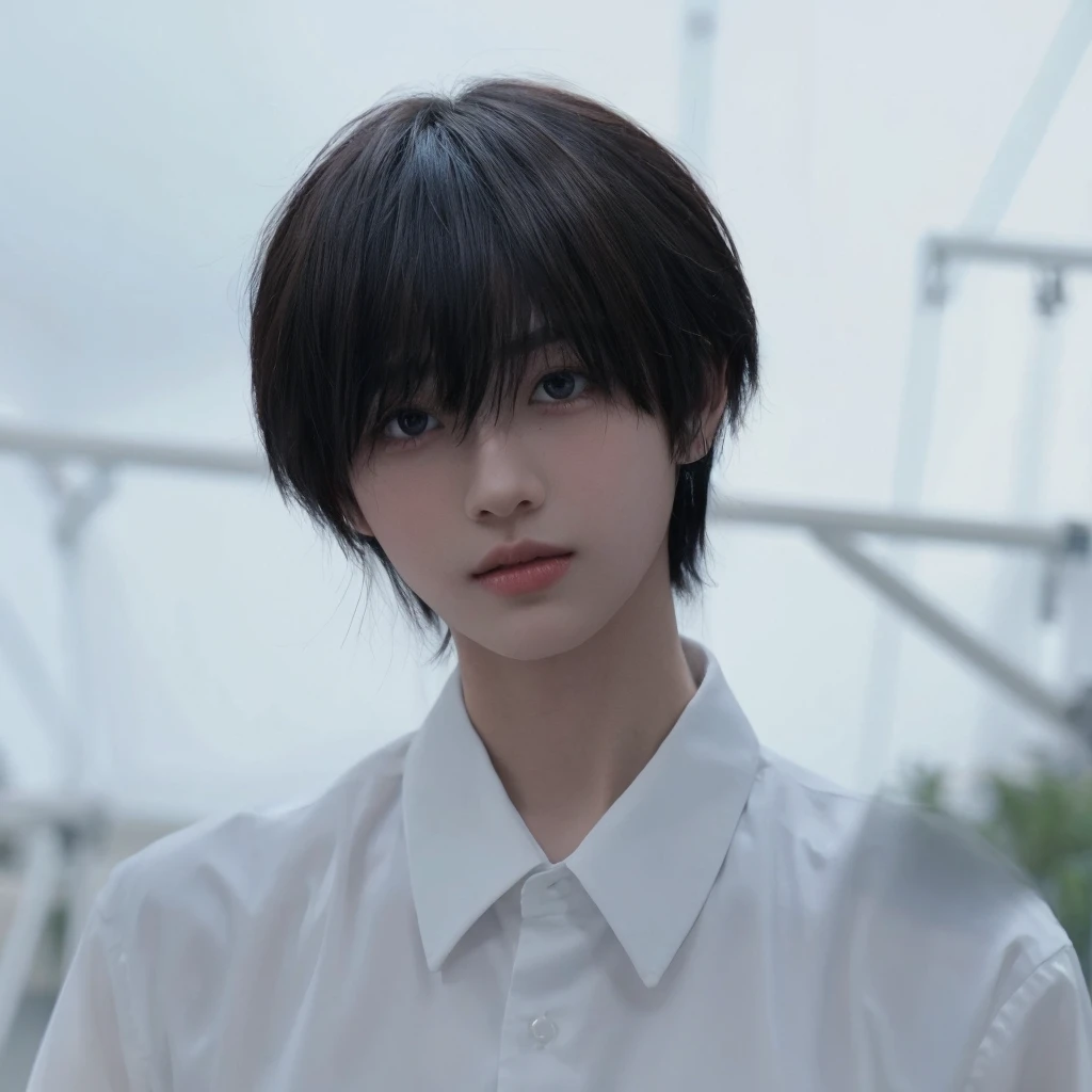 Boys with short hair,Handsome,Body and head coordination,The background is simple and clean
