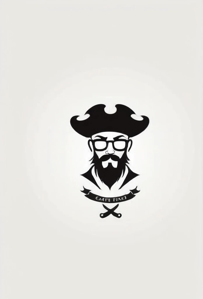 A cafe logo with a stylish pirate concept. A very cool, chic and modern design. The background is white.