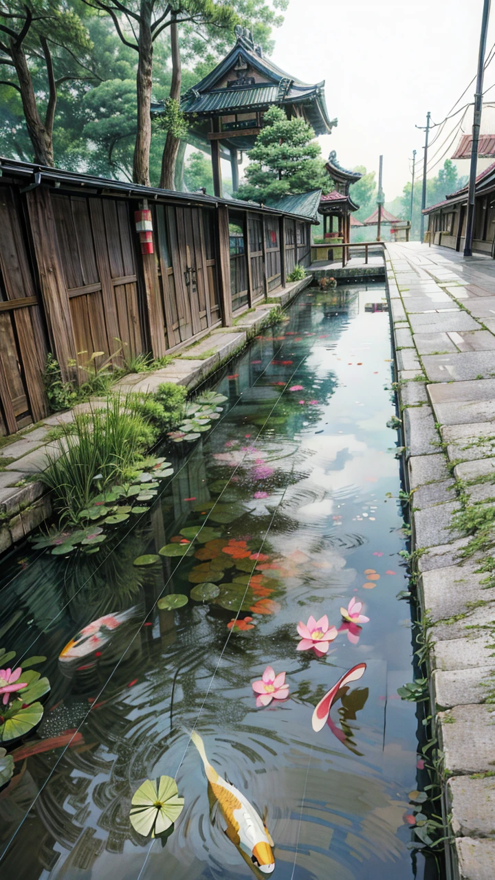 a japanese garden with water lilies and a pond, koi pond, zen temple background, garden pond scene, anime scenery, anime scenery concept art, 2 d game art background, waterlily pond, scenery artwork, 2d game background, japanese art style, oriental wallpaper, lotus pond, royal garden background, pond landscape, pond with frogs and lilypads, beautiful detailed background, 4k hd,, beautiful art uhd 4 k, a beautiful artwork illustration, beautiful digital painting, highly detailed digital painting, beautiful digital artwork, detailed painting 4 k, very detailed digital painting, rich picturesque colors, gorgeous digital painting