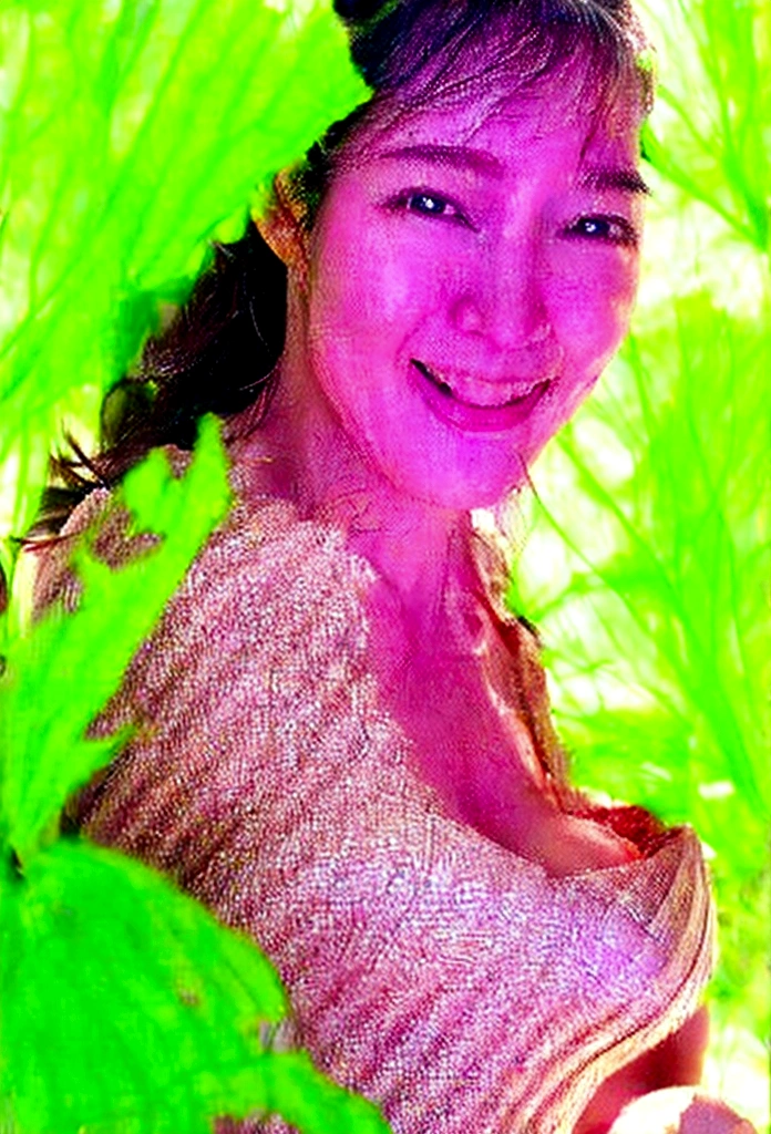 Highest quality, Realistic, In detail, High resolution, 8k wallpaper, Perfect dynamic composition, Beautiful attention to detail, Medium Hair, Too big and full breasts, Random sexy poses,Chest to chest、(Completely naked、Exposed Skin)、(Very large breasts 1.2)、(big 、Very large breasts、顔よりもbig胸)Laughter、Open your mouth、Resort scenery、23 years old、