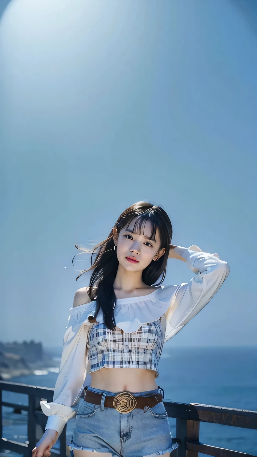 (8K、RAW Photos、Highest quality、masterpiece:1.2)、(Realistic、Realistic)、1 Girl、((mini skirt、Black and Pink、Thin legs、whole body、boots、Clothes with ribbons、Anime Costumes、Chest ribbon、Off the shoulder、See-through、Frills、garden、smile、View from the front、Ribbon on chest、Looking into the camera、belt、Stand with hands on hips))、