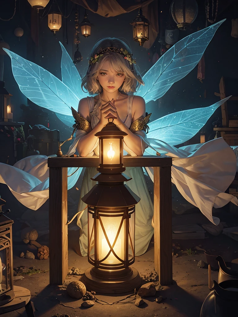 An ancient lantern with a fairy girl inside to create light.