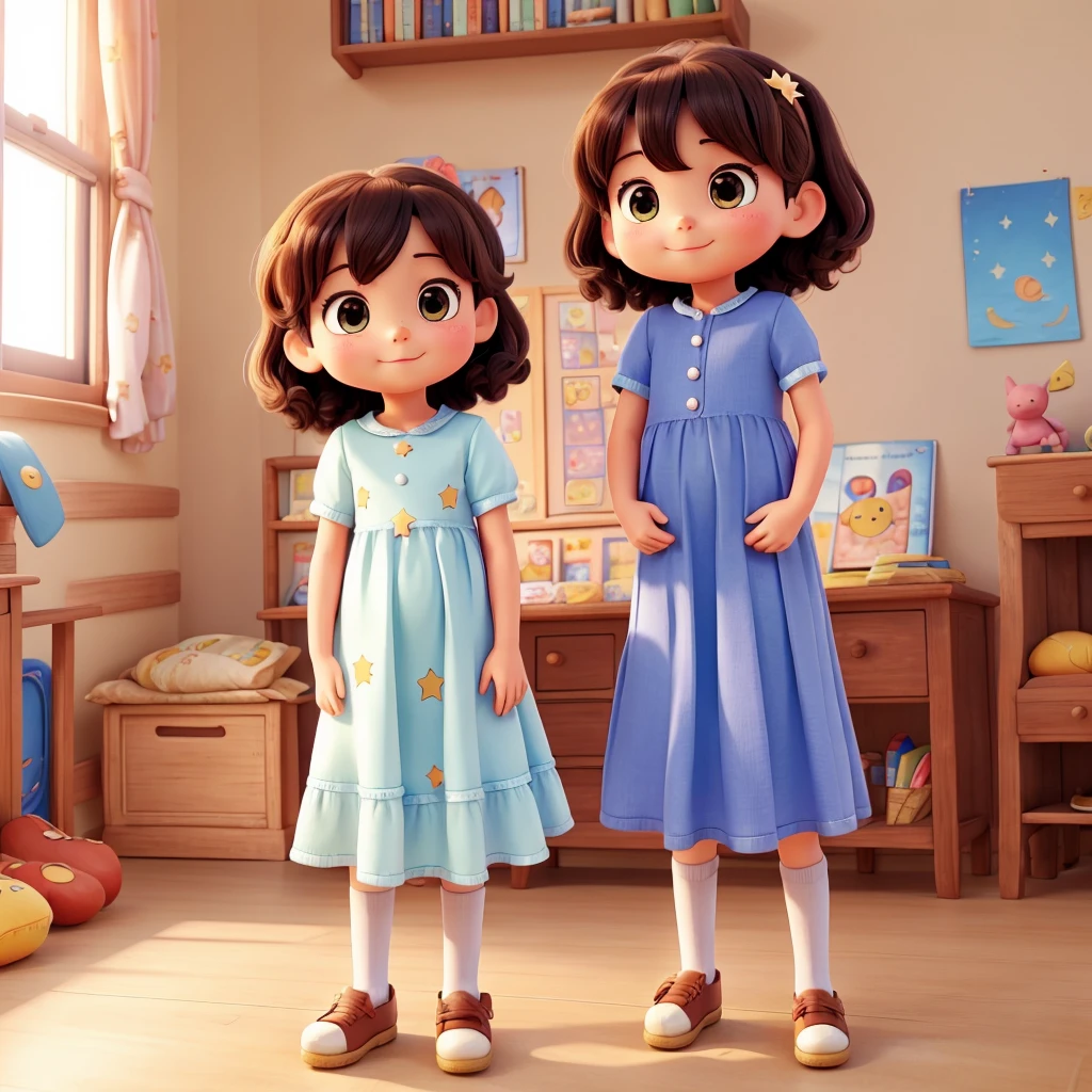 Please make a cute picture book cover for children. The title is &quot;The Sun and the Big Star&quot;.