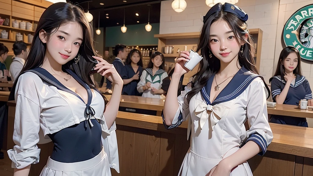 ((((((((Emphasize cleavage))))))))
((((((((A woman in a sexy short-sleeved sailor suit))))))))
((((((((Ultra mini skirt))))))))
8K、RAW Photos、Highest quality、Super detailed、Super Resolution、Ultra HD、8K壁紙、Amazing details
(((((((Inside the Starbucks store)))))))、
((((((Sit down and eat cake、Drink Starbucks coffee、smile))))))、((Heart Necklace))
Modern and sleek design:Interior design using natural materials、Many of the designs are warm and made using wood and metal.。
Large windows:自然光をたっぷり取り入れるためのLarge windowsがあり、Providing a bright and open space。
Green Interior:Potted plants are effectively placed、It creates a relaxing atmosphere。
artwork:Works by local artists、Starbucks-related art on display。
Cozy seating:Cushioned chairs and sofas、Bar sheet etc.、A variety of seating options available。
Open kitchen area:Being able to see how drinks and food are made、We provide peace of mind and transparency。
Unique lighting:Antique lamps and chandeliers、Modern lighting fixtures are used。
Comfortable background music:Relaxing music is playing、A comfortable space is provided。
Wide々Table space:一人でもグループでも使いやすいWide々There is a table with。
Community Table:There is a large table where you can socialize with other customers.。
Seasonal decorations:The decorations are themed according to the season.。
Design with a local feel:The design incorporates the local culture and characteristics.。
Fragrance production:コーヒーの香りが店内にWideがり、A space that satisfies the five senses has been created.。
Conversation with a barista:フレンドリーなConversation with a baristaが楽しめるカウンターエリアがあります。
8K、RAW Photos、Highest quality、masterpiece:1.2、Super detailed、Super Resolution、Ultra HD、8K壁紙、Amazing details、Photorealistic:1.4、Having fun by the water、Full Body Shot、Full body photo、High-resolution RAW color photos、Professional photos、A scene full of emotion、Very detailed and beautiful、Ultra HD、8K壁紙、Amazing details、Huge file sizes、Highly detailed beautiful girls、Highly detailed face Highly detailed eyes、Extremely realistic skin、 Highly detailed fingers, Highly detailed nose, Highly detailed mouth, Perfect Anatomy, Highly detailed background, Highly detailed clothing, , cute女の子, Famous Japanese Idols, cute, Realistic body, Slender, White skin, Glowing Skin, Slim body, Realistic Face, Delicate eyes, double eyelid,