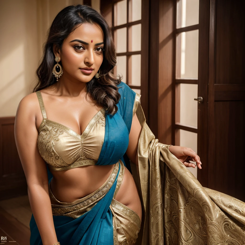 Foto RAW, photorealistic, photography, full body shot, 50 years old Woman, master shot, perfect eyes, goddess like beauty, pierced eyes, perfect thick chubby mallu Desi aunty bhabhi, Wearing a Stanapatta, a chest-band.Saree model, model Photography, Indian no dress xxx
shoot, Indian traditional wear advertising photography, traditional wear brand shoot, face of Indian actress Sonakshi Sinha, masterpiece, realistic, realism, incredible details, pleasure, photorealism, detailed skin, skin pores, high contrast, photorealistic Artstation 8k HD digital art trend of high definition and detailed realistic skin texture, ultra detail, realistic skin texture, armature, best quality, ultra high definition, (photorealistic:1.4),, high resolution, detail, raw photo, sweat, Re sharp, by Lee Jefferies Nikon D850 Film Stock Photo 4 Kodak Portra 400 Camera F1.6 Lens Rich Color Ultra Real Realistic Realistic Textures Dramatic Lighting Unreal Engine Trending at Art Station Cinestill 800,(pele altamente detalhada: 1.2), 8k UHD, DSLR, soft-lighting, alta qualidade, grain of film, Fujifilm XT3,she didn't like to wear blouse or bra, she is happy to wear only saree, she hates blouse or bra, detailed hairy armpits, hyper realistic skin, skin pores, sweat, veins,