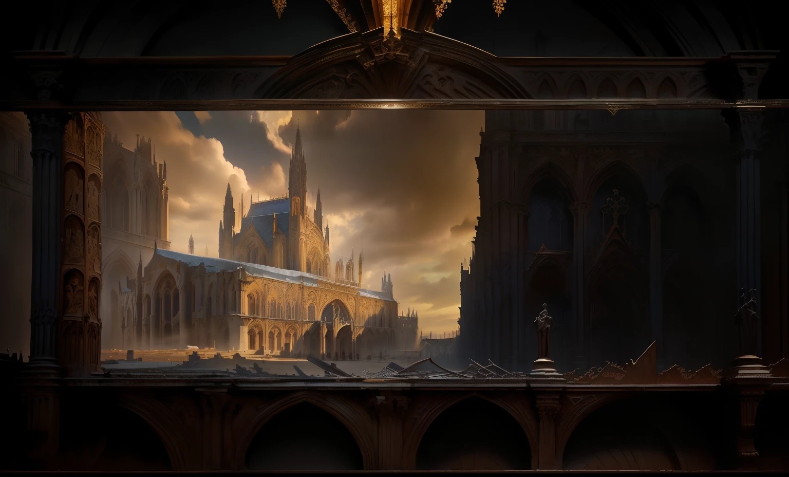 Western style,Cathedral Background,Palace Background,Shelves,map,Wall relief,Gorgeous border+Concept Art,