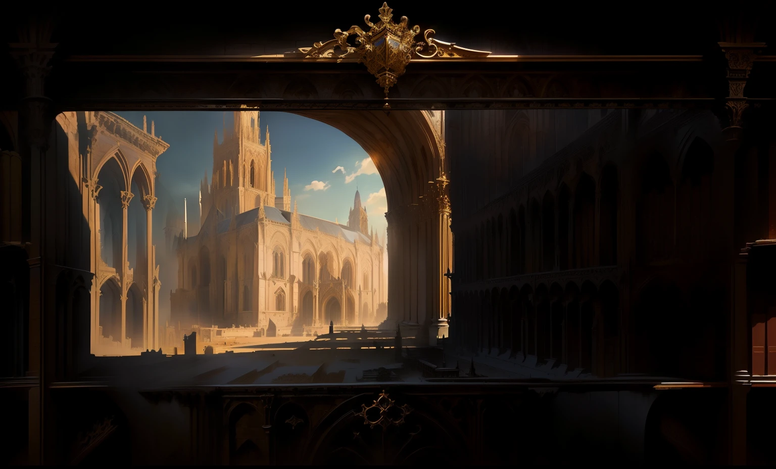 Western style,Cathedral Background,Palace Background,Shelves,map,Wall relief,Gorgeous border+Concept Art,