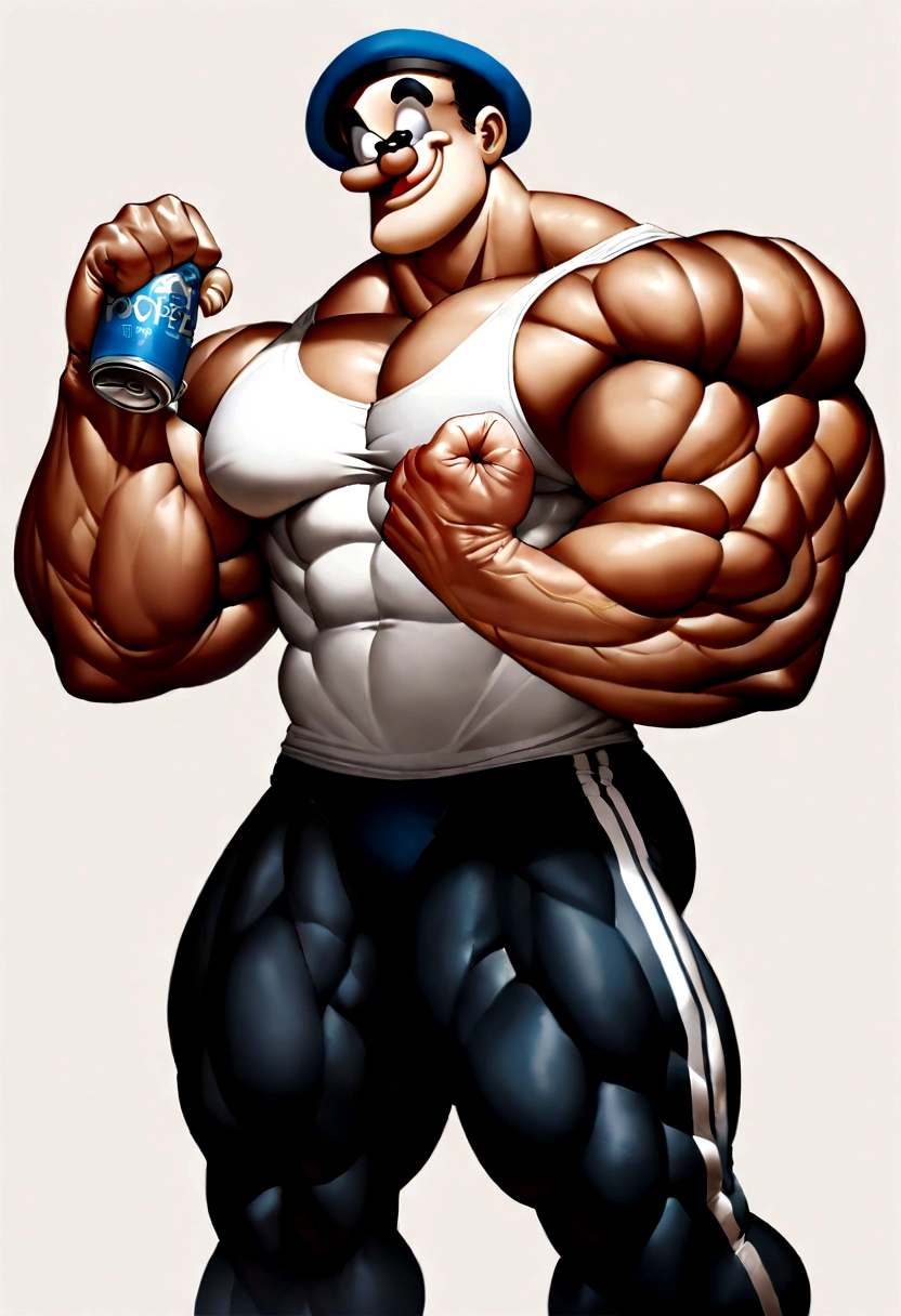 (realistic popeye:1.3) 8 arms, goro, holding can between biceps and forearm, popeye holding a Bleu De France can in his hand, (popeye:1.5), (flexing biceps:1.3), (holding can with biceps:1.4), soyjackarafed man in a sailor's hat and white tank top, big biceps, large muscles, huge muscles, big muscles, exaggerated muscle physique, very beautiful. big muscles, chiseled muscles, extreme muscles, bulging muscles, massive muscles, buff man, very strong and muscular man, flexing large muscles, big muscle, big 8 arms