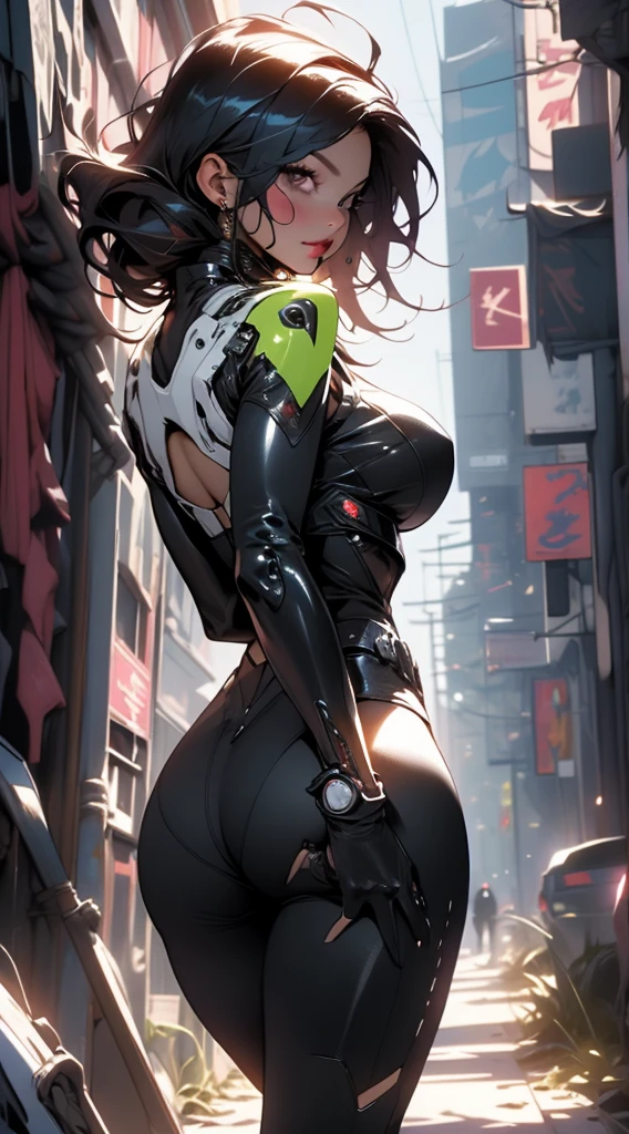 Perfect masterpiece, EXTREMELY DETAILED CG UNITY 32K UHD QUALITY RESOLUTION WALLPAPER, photorealestic, RAW-Foto, PERFECT PHOTOGENIC CLARITY, offcial art, award winning portrait, ULTRA-HYPER-REALISTIC, ultra-hyper-detailed, shiny, realistic skin, Raytracing, Unreal Engine 5.8K, BRIGHT AMBIENT LIGHT, the most beautiful and sexiest cyberpunk girl, sehr Long rosa Haare, shining eyes in the moonlight, Long, detailed eyelashes, Blush, full pouty pink lips, Curvy body type, full hips, super huge, enormous huge tits, Décolleté shows, gigantic eruption, wears a futuristic cyberpunk mecha battle armor with a hood in Harajuku style, (arches her back in a sexy seductive slut pose:1.3), look at the viewer, Cowboy shot depth of field, sexy seductive slutty facial expression, Cherry blossoms blow in the wind, futuristic cosmic aesthetic atmospheric cyberpunk background