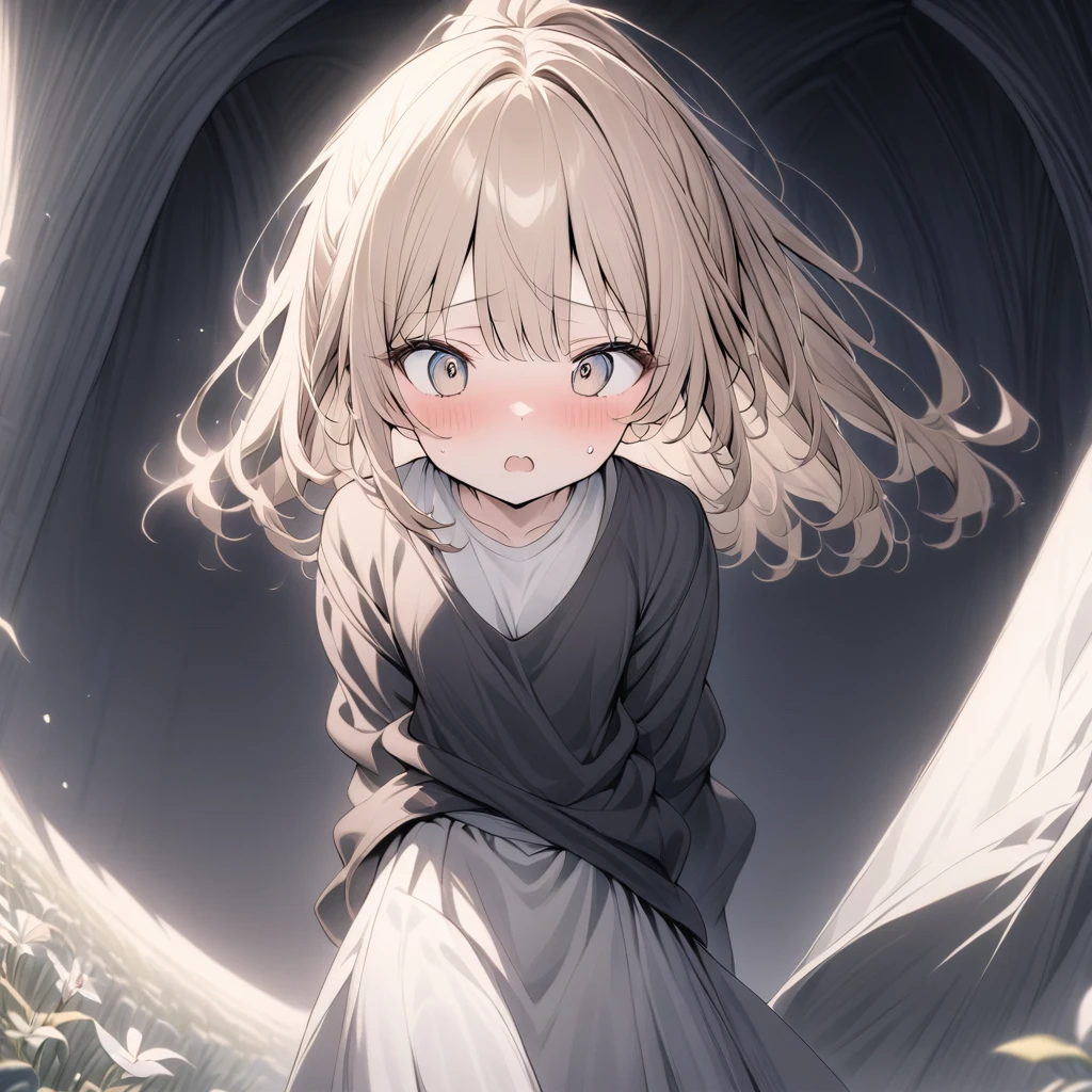 Anime. 1Girl. Cutie. Slave. Dirty tunic. Torn tunic. Slave collar. Shackles. Barefoot. Cold. Runny nose. Nasal mucus. Snot flows from the nose. Sneeze. Sneezing. Strong, desperate desire to sneeze. She sneezed. Snot flowed from the nose when sneezing. Handkerchief. Cover your nose with your hand. Blows his nose. Urinary incontinence. Urination. Urine. Strong urge to pee. She pees on the floor. She peed herself. Diarrhea. Defecation. Poop. Strong desire to poop. She pooped in her panties. She shit herself. Standing. Slave market. Sneezing fetish. Omorashi. Scat. Full height. Whole body. A high resolution. Ultra resolution. Hand between legs, leaning forward:1.3), (shaded face, despairing, anxiety, sigh, full face blush, embarrassed, looking away:1.5), (girl can't stand up straight:1.5), (full body:1.2), (ultra detailed face, best quality:1.5), (from side:1.1)