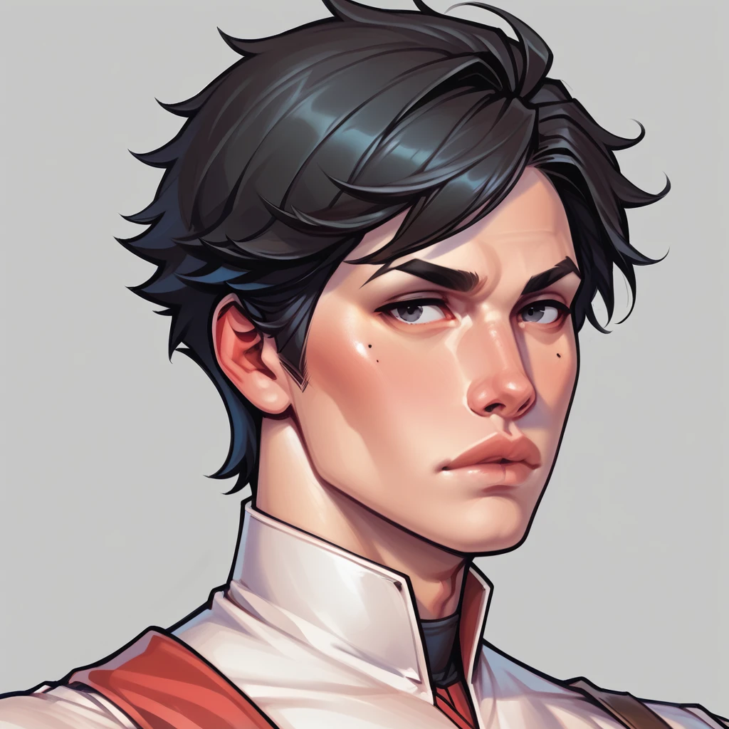 1boy, alone, male, black hair, black eyes, white skin, short hair