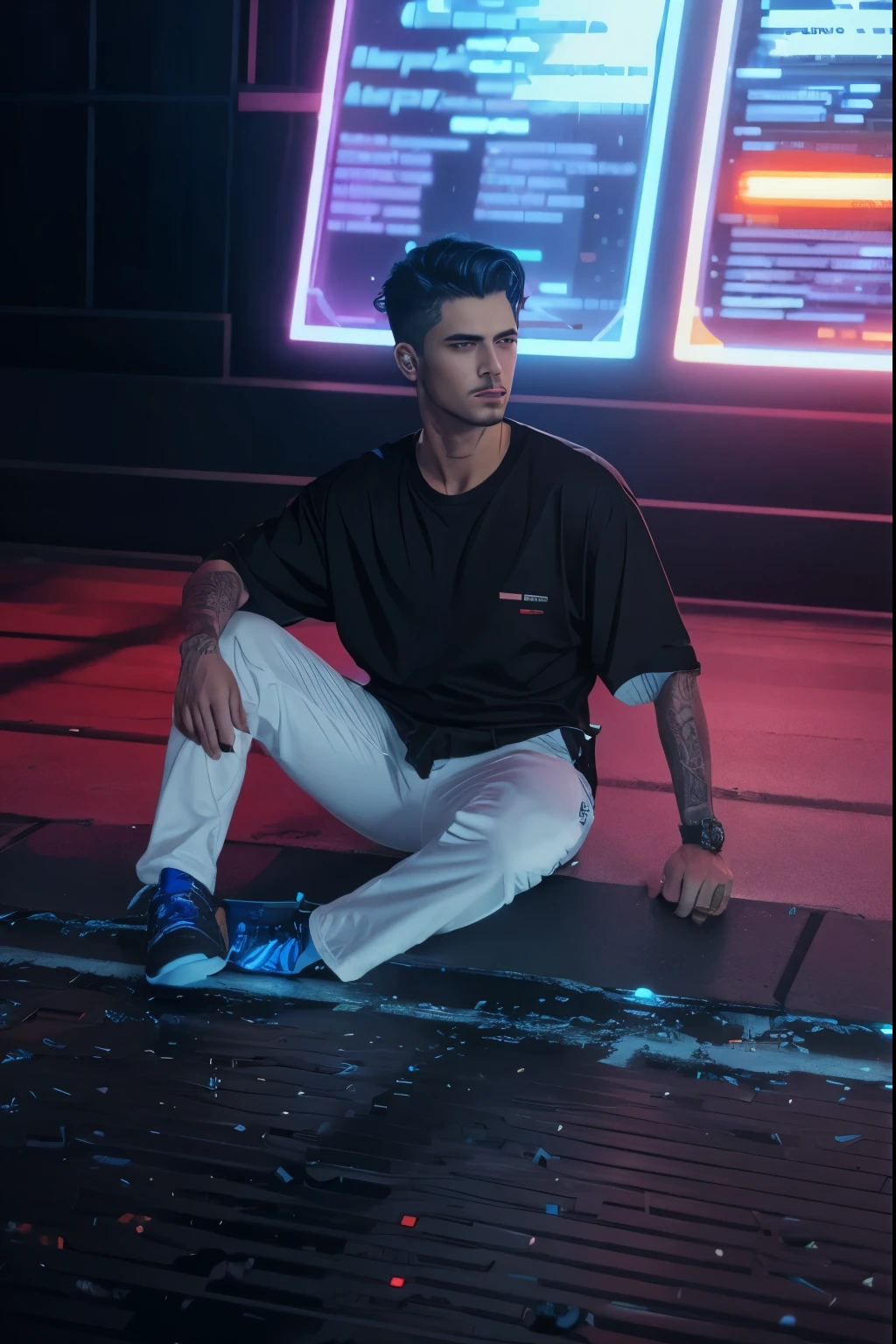 Change background cyberpunk handsome boy, realistic, face, 8k, ultra realistic,