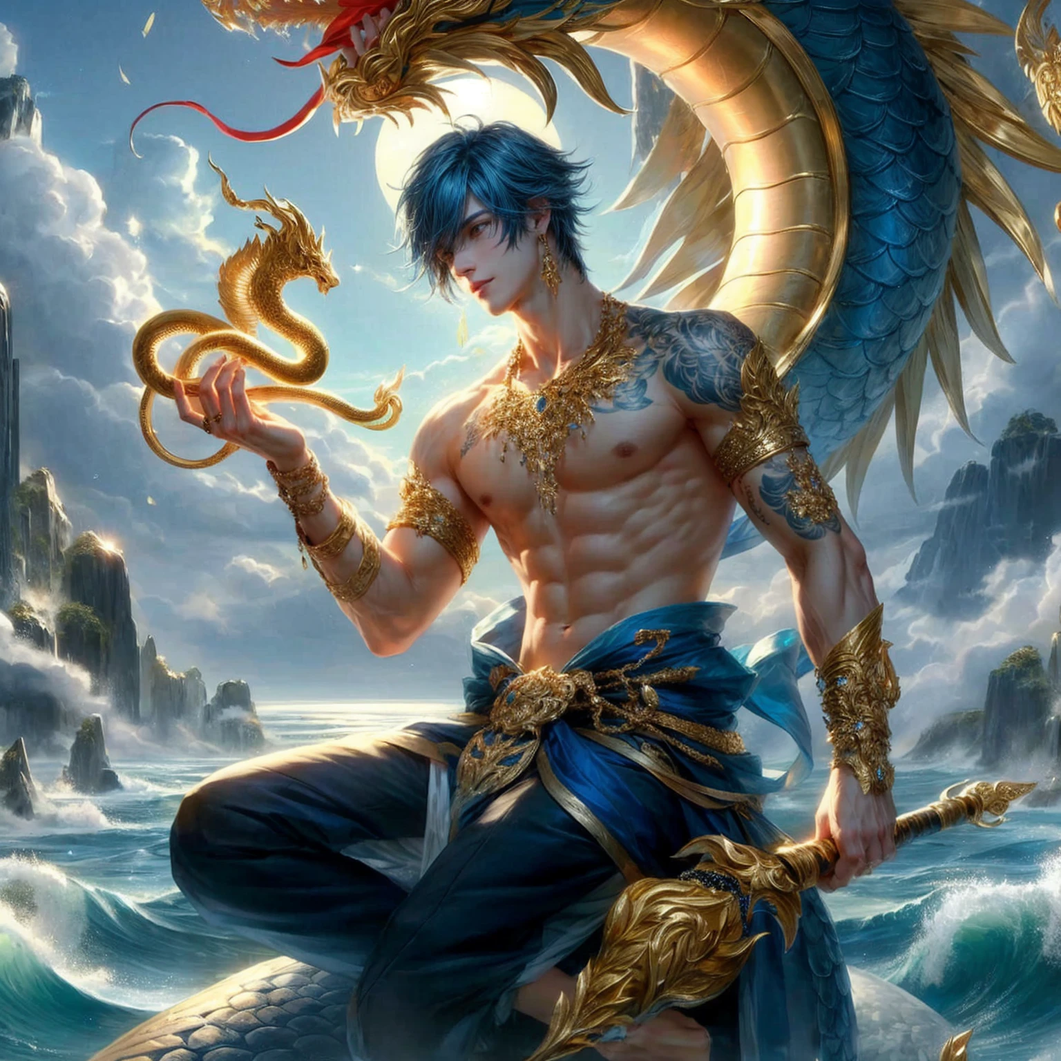 Very handsome man gold jewelry