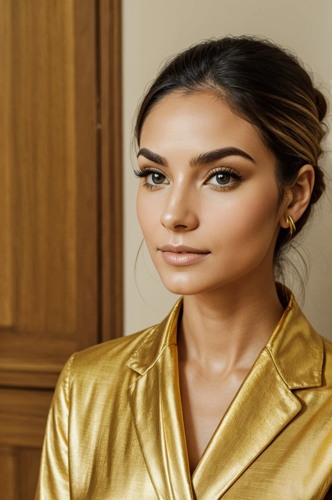 golden facial ration woman with modern post