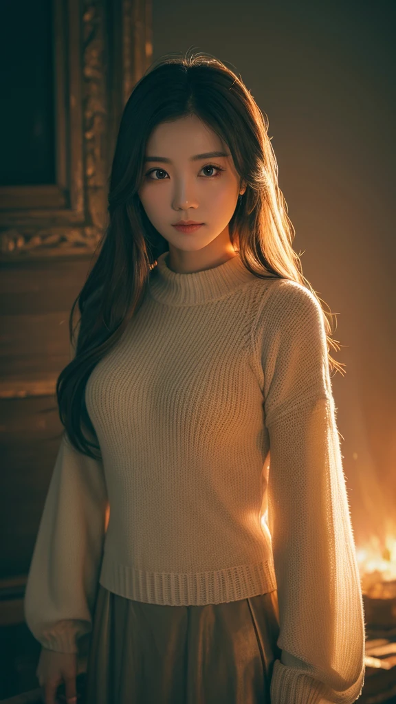 (ink, wonderful: 1.3, Unified 8k wallpaper, Realistic, detailed: 1.2, masterpiece, figure), [((1 Girl), upper_body, Dynamic Angle, world masterpiece theater: 1.2, Highest quality, Suppressed, beautiful, Ghost Dance Sweater, Long hair flows, Soft gloss: 0.8, chrysanthemum), :( Cinema Lighting: 1.3, only_Flare: 1.2, Elements of Dunhuang)]