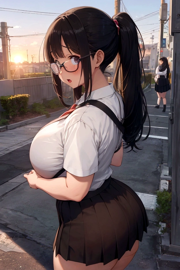 Anime girl walking down the street in a short skirt and glasses, a hyperRealistic , Gwaiz, hyperRealistic , Realistic , (SFW) Safe at Work, , artwork in the style of Gwaiz, chic, Beautiful anime girl crouching, high school girl, Anime Moe Art Style, Enchanting anime girl, there is a woman in a short skirt and a white shirt, a hyperRealistic , hyperRealistic , chic, Realistic , , Gwaiz, (SFW) Safe at Work, artwork in the style of Gwaiz, Realistic アニメ 3 d style, [ 4k digital art ]!!(masterpiece), (One serious civil service commissioner: 1.3), (Super thick and plump body: 1.3), (Huge breasts and buttocks)), (Small Head: 1.2), (Very small uniform)), (Shiny skin: 1.2), (A speech while crouching in the stands in the schoolyard in the morning)), 1boy, penis, doggystyle, from behind, spreadassms, chubby body, fat body, short,ultra detailed, masterpiece, best quality, blush, a woman, rolling eyes, open mouth, school girl, wearing , wearing glasses, classroom, sunset, light particles, hdr, brown grey hair, midium wavy hair, shiny hair, bang, single braid, clear grey eyes, Smiling Kiss, Rolling Eyes, Tongue Out, アニメ ,orgasm face, sexual climax, bitch, back shot, back view, low angle, from below, back view, arched back, looking back, all fours, chubby body, BIG ASS , ahegao, saliva, BBW, slender waist, anal, seiza, hands on head, rolling eyes, white eyes, Hand Drawn, Showing Ass, Bobcut, (Ahegao), White of the eyes, Knee socks, Poop sitting, (Super thick and plump body: 1.3), Butt sticking out, Close your legs, seiza, spread legs, pleated skirt, Stretch your arms back, long pleated skirt, I can&#39;t see your butt, Buttocks hide, Reverse cowgirl position, Arm grab back,　Arms folded behind back, Super big butt, Awesome numbness , Plump , (Chubby) , Scat, fat, Butt sticking out, From directly behind, Female face,