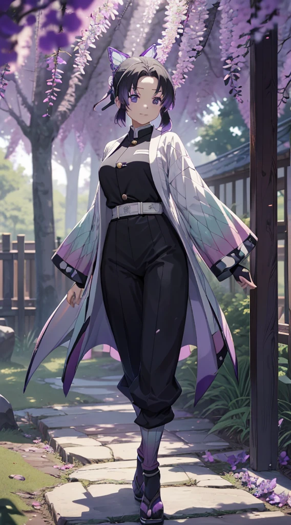 anime girl in a purple and black outfit standing in front of a forest, keqing from genshin impact, zhongli from genshin impact, heise jinyao, ayaka genshin impact, anime moe artstyle, black - haired mage, demon slayer rui fanart, ayaka game genshin impact, yun ling, inspired by Song Maojin