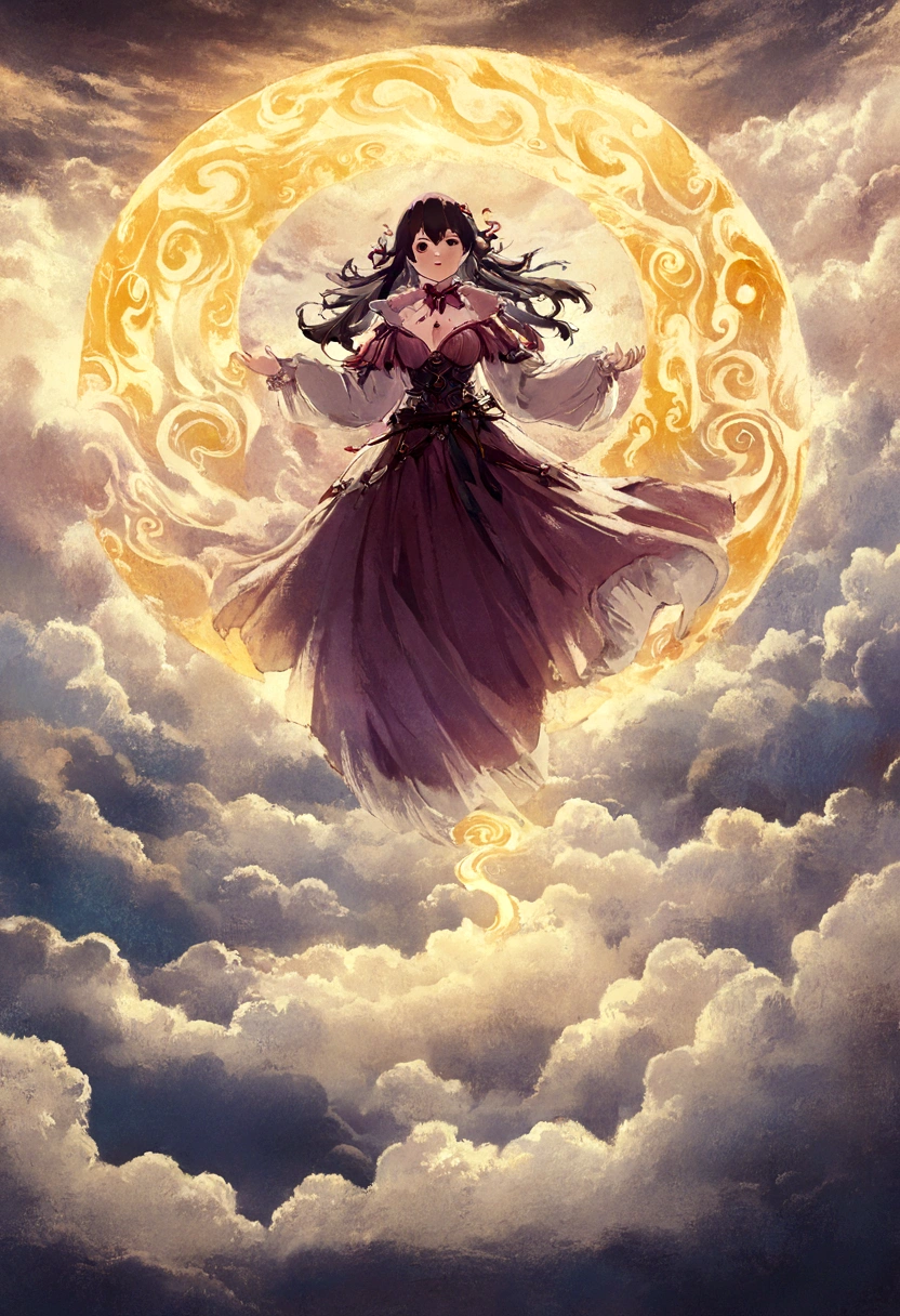 anime, cloaked man flying in a cloudy sky, concept art inspired by Cyril Rolland, trending on pixiv, magical realism, Makoto Shinkai Cyril Rolland, magical portal in the sky, anime epic artwork, swirl of clouds , wide angle fantasy art, makoto shinkai. digital rendering, anime fantasy illustration