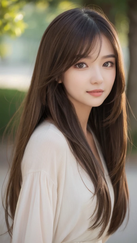 Solo Detailed and realistic portrait of a beautiful young Asian woman。She has long light brown hair and big light brown eyes.。&quot;I&#39;m eating shaved ice.&quot;。 ((Medium chest、Tomboy、Small Head))、sunlight、sunlight、(Chiseled Abs: 1.1)、(Perfect body: 1.1)、Auburn Hair、first round、chain、Full Body Shot、、Highest quality、One beautiful woman、Long Hair、Brown Hair、Beautiful woman wearing a tropical bandeau bikini playing in the morning sea。She is laughing happily。