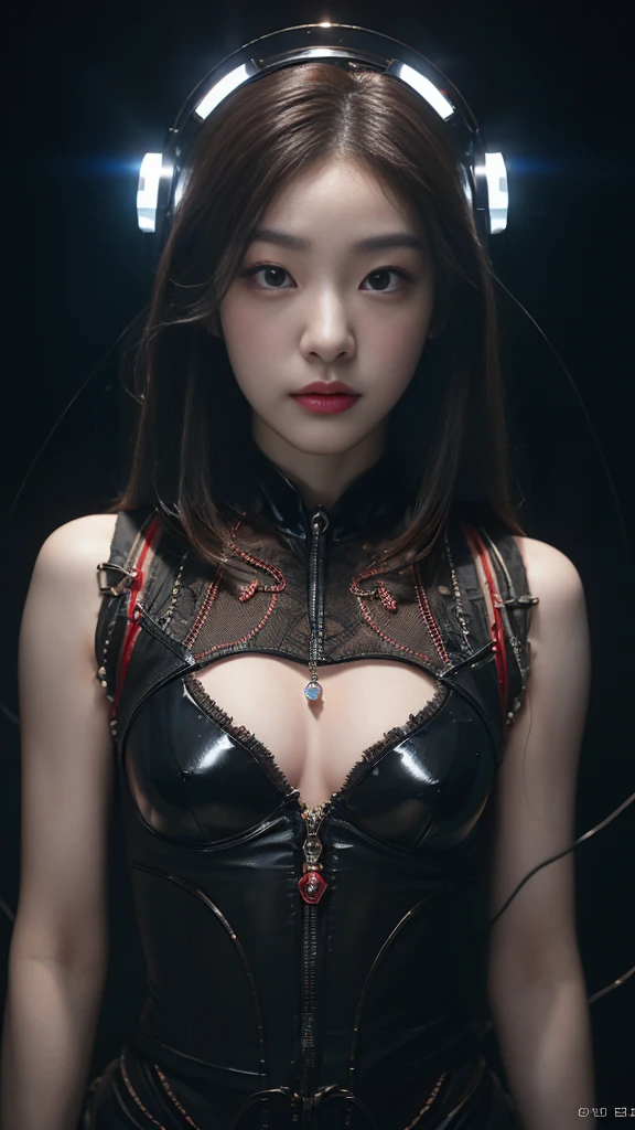 (기계1 girl과 외계인 1명)、（mystical expression）、top quality、masterpiece、Super high resolution、(realistic:1.4)、((heavy chest)),raw photo、1 girl、shiny skin、(((1 Mechanical Girl)))、((transparent crystal suit bodysuit、the body can see through)).(natural alien background to fight aliens)、(Compact LEDs)、((매우 realistic 디테일))),world lights、shadow、octane render、8K、very sharp、desk person background、giant 、Raw skin exposed in cleavage、red metal、Details of intricate ornaments、Japan Details、very intricate details、realistic light、(mystical expression),CG Society Trenlow Eyes、Shining eyes towards the camera、Mechanical peripheral blood vessels connected to tubes with neon details)、(Wires and cables connected to the head)、Compact L,mechanical thighs、Two-Stock、（Hands were also made by machines）、、alien from the future、Please wear a mechanical helmet.、