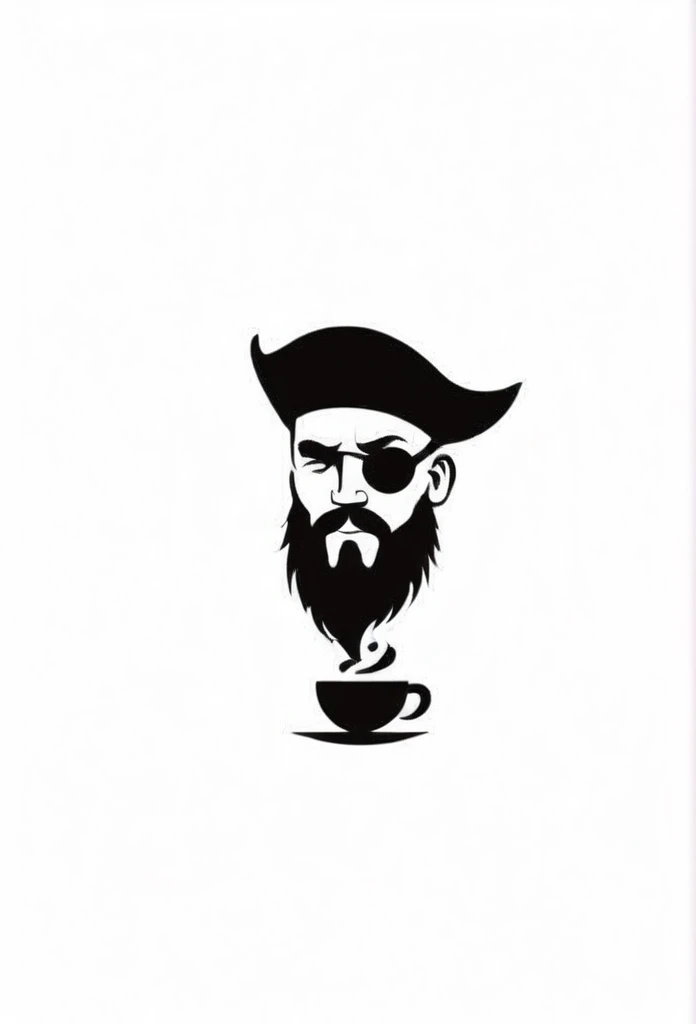 Cafe logo with the concept of stylish pirates

There are pirates floating around in the coffee

Pretty cool
chic and modern design

White background